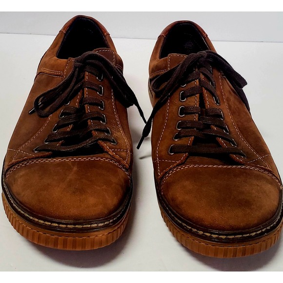 Johnston & Murphy Shoes 10M Wallace Cap Toe Brown Sheepskin Leather Oxford Lace - Picture 4 of 8